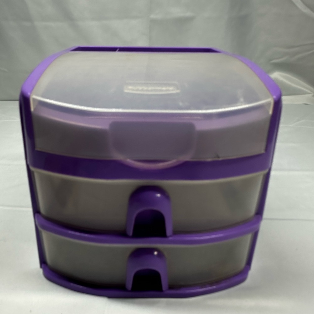 Sterilite Small Desktop Storage Organizer with Drawers, Flip Lid Compartment